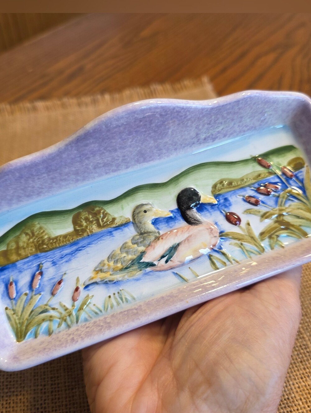 Vintage Ducks Ceramic 3D Relief Eyeglass Holder Tray